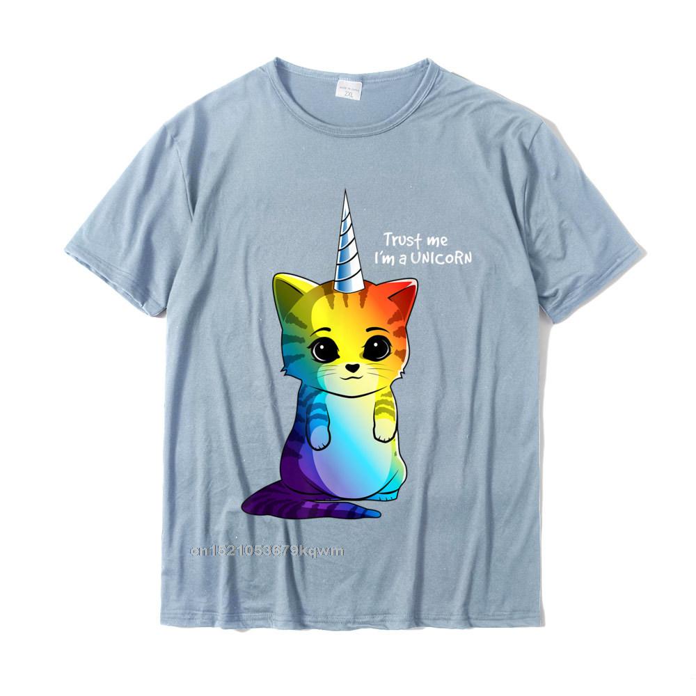 Casual Pure Cotton Personalized Tops Tees Plain Short Sleeve Men T Shirts Casual Summer Fall T-shirts Round Collar Caticorn T shirt Unicorn Cat Kittycorn Girls Women Rainbow__4082 light