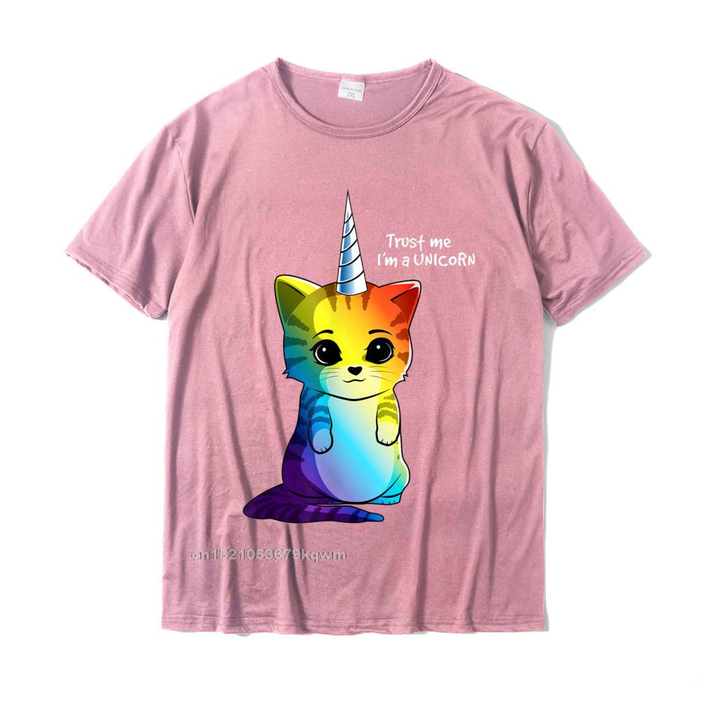 Casual Pure Cotton Personalized Tops Tees Plain Short Sleeve Men T Shirts Casual Summer Fall T-shirts Round Collar Caticorn T shirt Unicorn Cat Kittycorn Girls Women Rainbow__4082 pink