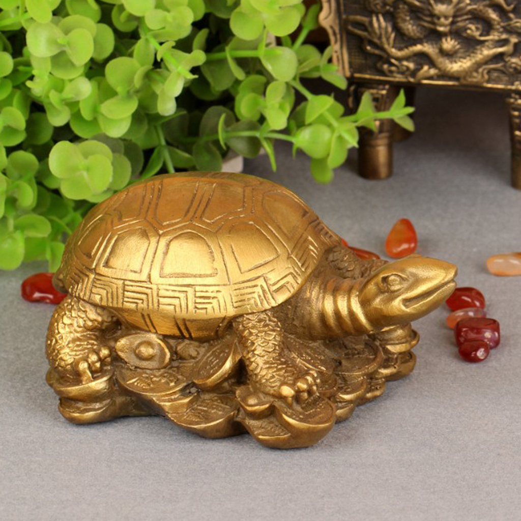 Tradition China Feng Shui Dragon Turtle Tortoise Statue Figurine Coin Mascot Lucky Wealth Ornament