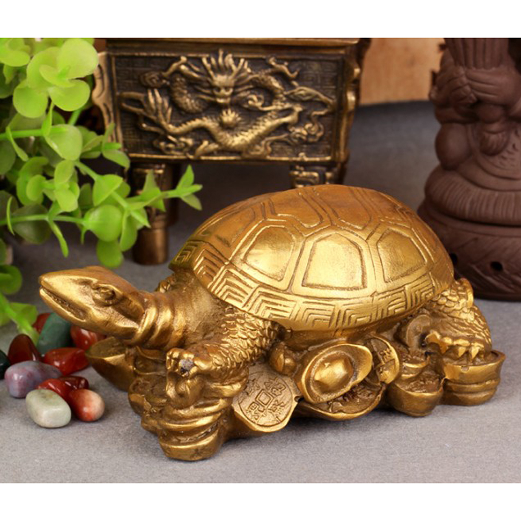 Tradition China Feng Shui Dragon Turtle Tortoise Statue Figurine Coin Mascot Lucky Wealth Ornament