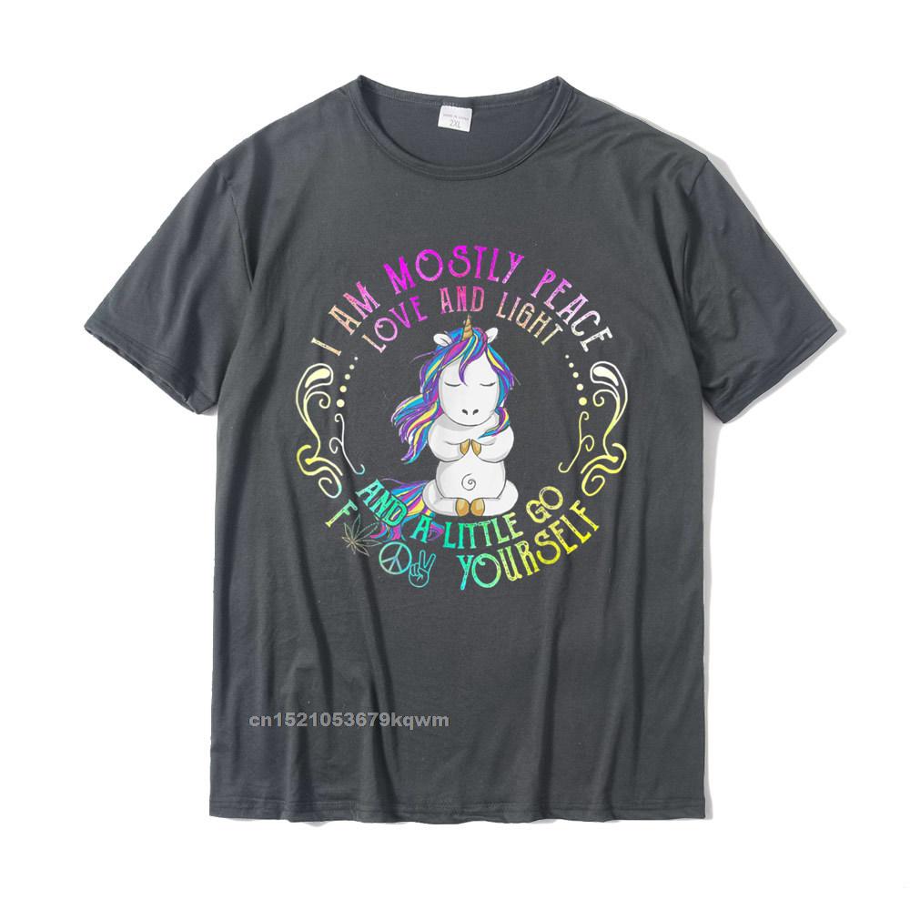 Tops Shirts Printed T-Shirt Summer/Autumn Plain Casual Short Sleeve 100% Cotton Round Neck Mens T-Shirt Casual Funny Unicorn I Am Mostly Peace Love And Light T-Shirt__4961 carbon