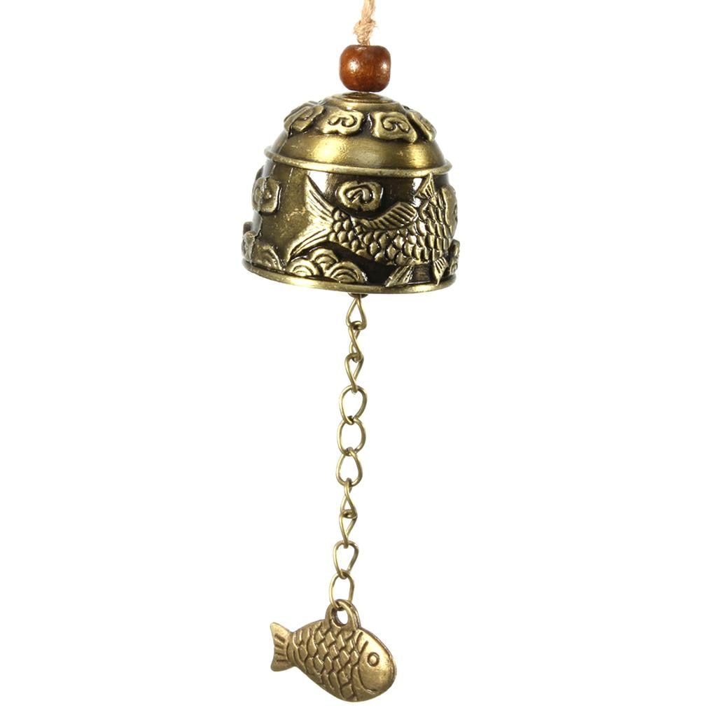 Vintage Brass Fish Feng Shui Bell Wind Chimes Courtyard Decoration Outdoor